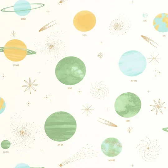 Caselio 105684320 Les Minis Mondes La Voie Lactee Multicouleurs - tapeta dla dzieci w planety