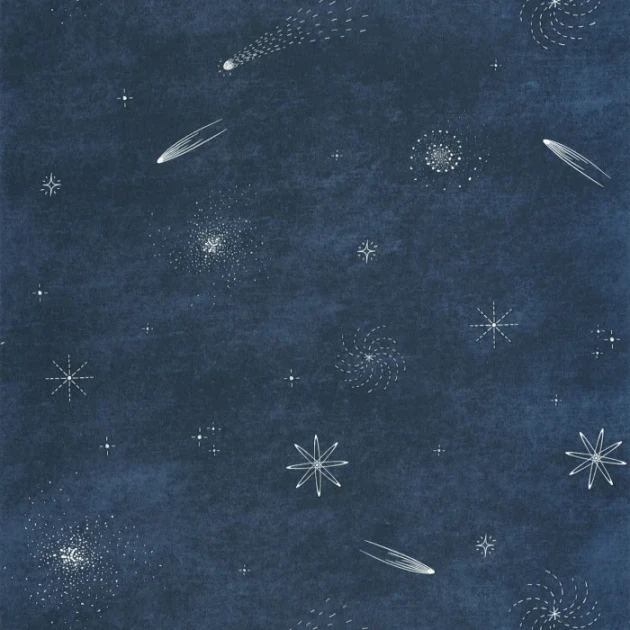 Caselio 105696069 Les Minis Mondes Ciel Etoile Bleu nuit phosphoresecent - tapeta dla dzieci w gwiazdy