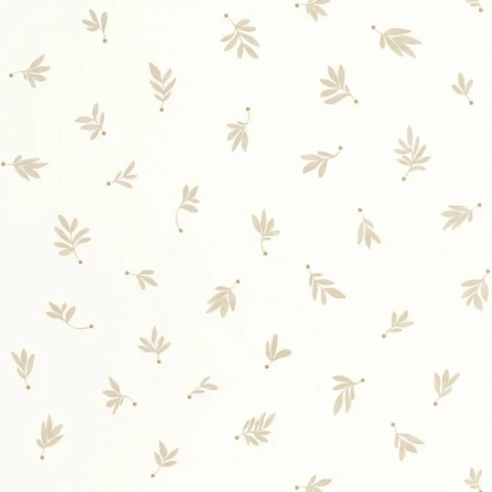 Caselio 105751010 Les Minis Mondes Cueillette Beige - tapeta w roślinny motyw i złote kropki