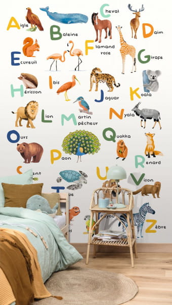 Caselio 105672305 Les Minis Mondes Apprenons L Alphabet Multicouleurs S - mural dla dzieci w zwierzęta i alfabet