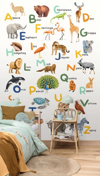 Caselio 105857003 Les Minis Mondes Let S Learn The Alphabet Multicouleurs M - mural dla dzieci w zwierzęta i alfabet