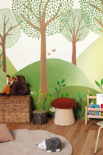 Caselio 105803202 Les Minis Mondes Le Monde De La Foret Vert L - mural dla dzieci w egzotyczne zwierzęta i rośliny