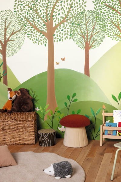 Caselio 105803201 Les Minis Mondes Le Monde De La Foret Vert M - mural dla dzieci w egzotyczne zwierzęta i rośliny