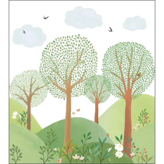 Caselio 105803206 Les Minis Mondes Le Monde De La Foret Vert S - mural dla dzieci w egzotyczne zwierzęta i rośliny