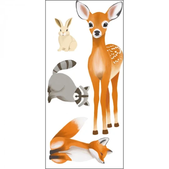 Caselio 105873020 Les Minis Mondes Decor Pre Encolle Animaux De La Foret Marron - naklejki zwierząt do murali