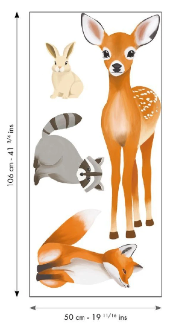 Caselio 105873020 Les Minis Mondes Decor Pre Encolle Animaux De La Foret Marron - naklejki zwierząt do murali