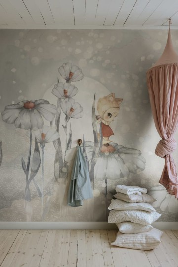 Rebel Walls R20298 Mrs Mighetto Bloomy Fields Of Marion Blue -  mural dla dzieci w kwiaty
