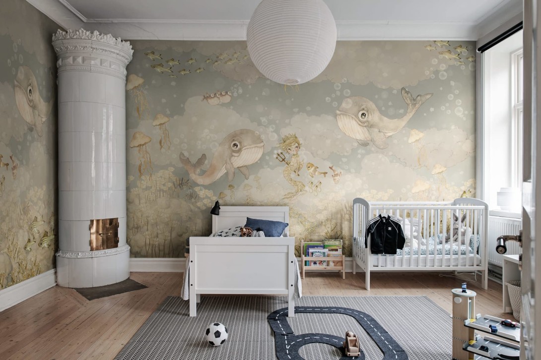 Rebel Walls R20405 Mrs Mighetto Water Song Ocean Blue - mural dla dzieci w morski motyw