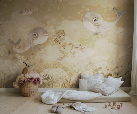 Rebel Walls R20406 Mrs Mighetto Water Song Sand - mural dla dzieci w morski motyw