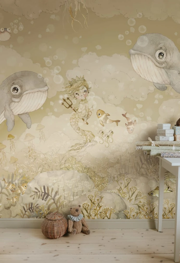 Rebel Walls R20406 Mrs Mighetto Water Song Sand - mural dla dzieci w morski motyw