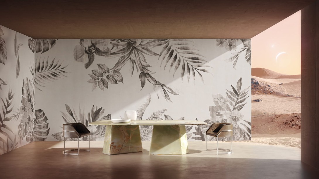 London Art 24007 3 Exclusive Wallpaper 24 Hung up on a dream - mural w delikatne liście