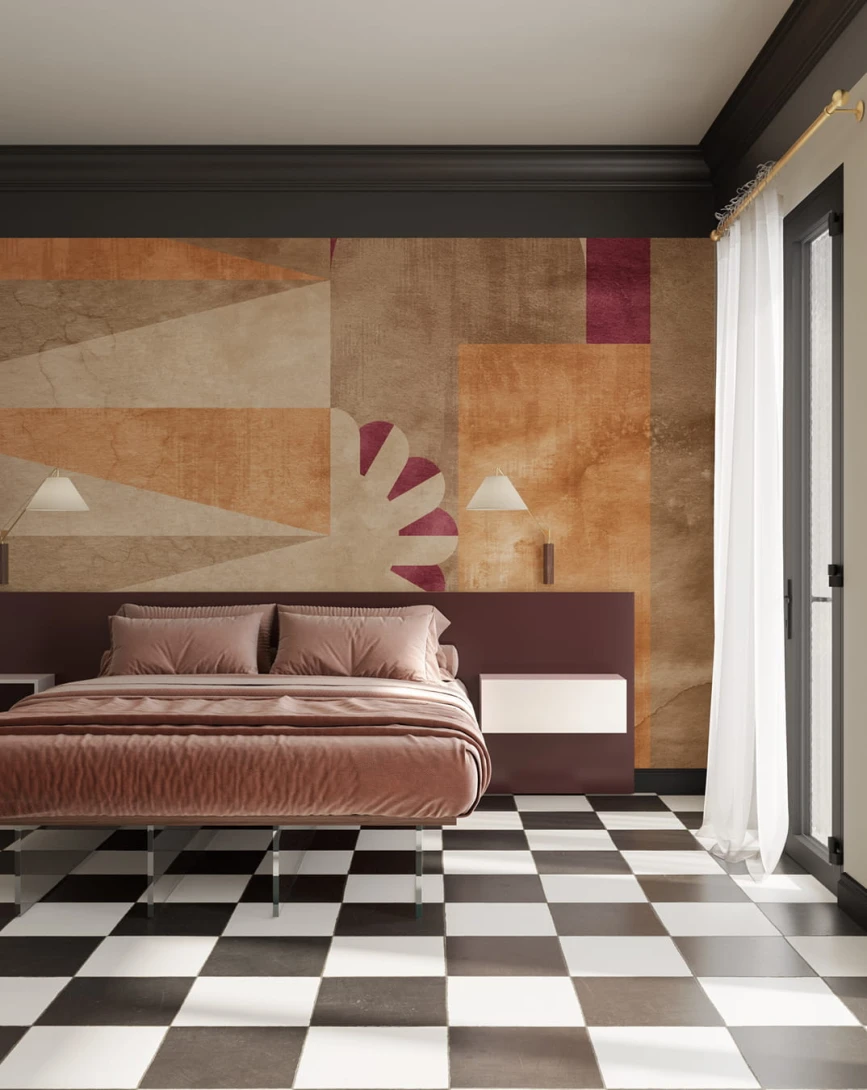 Inkiostro Bianco INKUODN2402 Travelogue Fluid - mural w abstrakcyjnym stylu w geometryczne wzory