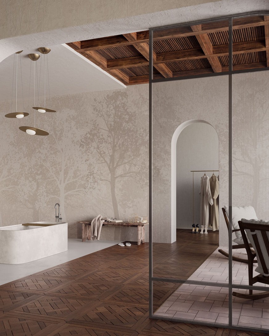 Inkiostro Bianco INKRKHI2402 White Paper Birch - mural w drzewa