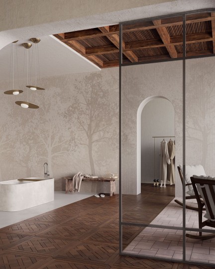 Inkiostro Bianco INKRKHI2402 White Paper Birch - mural w drzewa