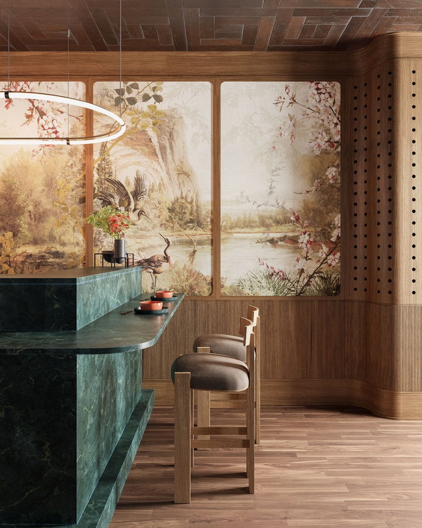 Inkiostro Bianco INKOAOA2401 White Paper Incantatus Lacus - mural w roślinny krajobraz