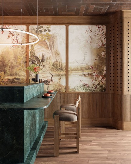 Inkiostro Bianco INKOAOA2402 White Paper Incantatus Lacus - mural w roślinny krajobraz