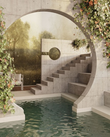 Inkiostro Bianco INKSISN2402 White Paper Italian Landscape - mural w roślinny krajobraz