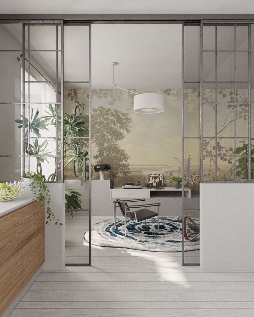 Inkiostro Bianco INKCKSO2401 White Paper Distantiam Prospectus - mural w roślinny krajobraz