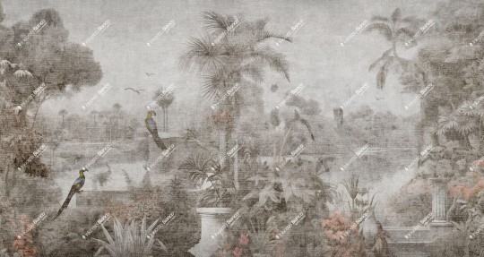 Inkiostro Bianco INKLBON2401 White Paper Greige - mural w roślinny krajobraz