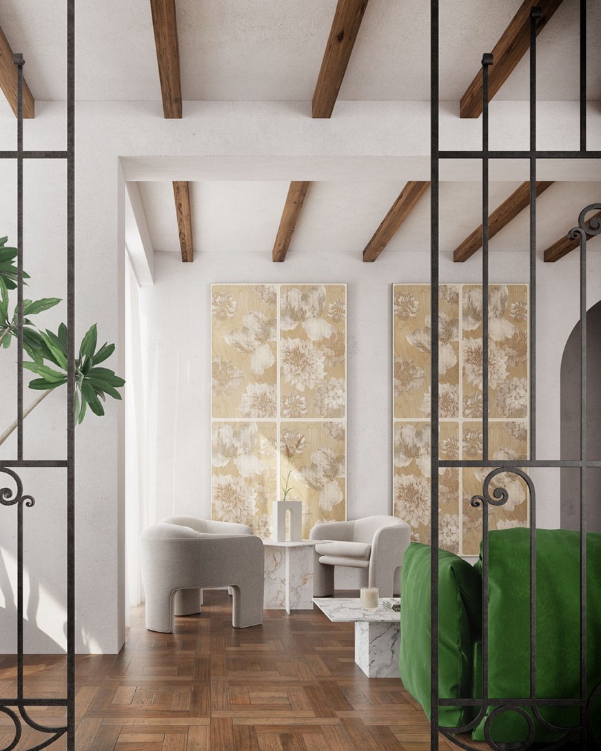 Inkiostro Bianco INKLKNR24C1M1LD White Paper Mayflowers - panel w roślinny wzór