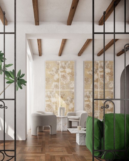 Inkiostro Bianco INKLKNR24C1M1LD White Paper Mayflowers - panel w roślinny wzór