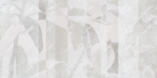 Inkiostro Bianco INKBOCI2402 White Paper Bright Leaves - mural w rośliny na betonowym tle