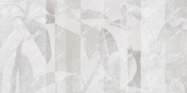 Inkiostro Bianco INKBOCI2402 White Paper Bright Leaves - mural w rośliny na betonowym tle