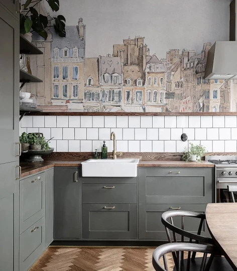 Wallcolors TAP-4293 Basic Roofs - mural w miejski pejzaż