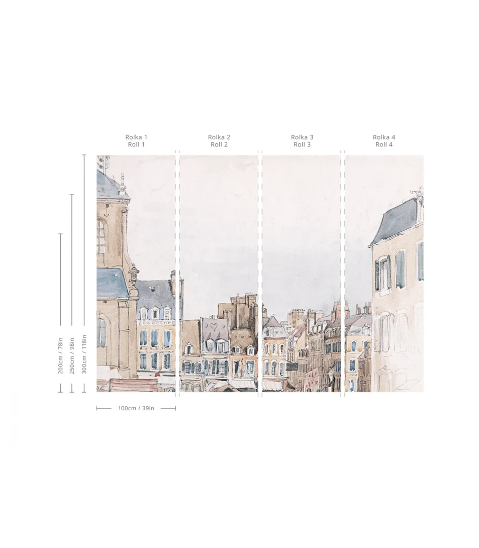 Wallcolors TAP-4293 Basic Roofs - mural w miejski pejzaż