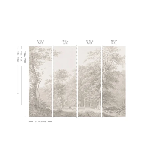 Wallcolors TAP-9023 Vintage Therapy Watercolor Grove Beige - mural w drzewa