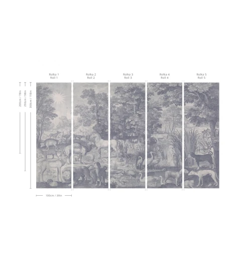 Wallcolors TAP-9017 Vintage Therapy Fauna Fresco Blue - mural w zwierzęta