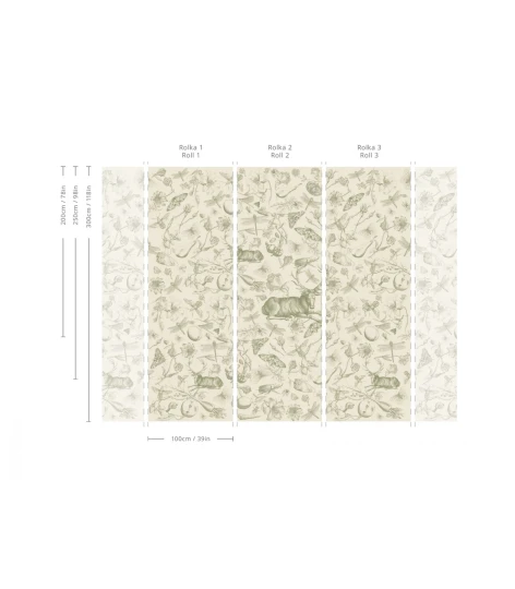 Wallcolors TAP-9012 Vintage Therapy Vintage Botanic Green - mural w botaniczne rysunki