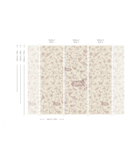 Wallcolors TAP-9013 Vintage Therapy Vintage Botanic Pink - mural w botaniczne rysunki