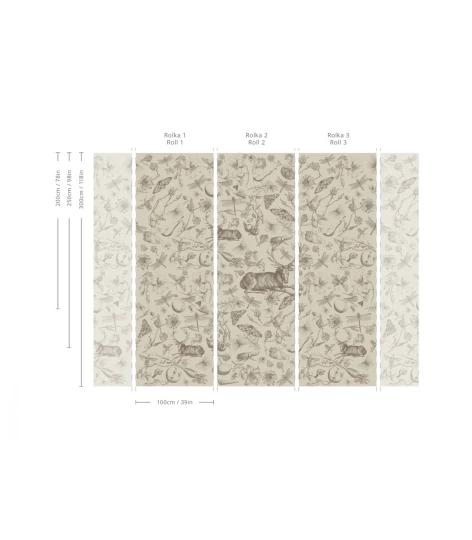 Wallcolors TAP-9014 Vintage Therapy Vintage Botanic Light Brown - mural w botaniczne rysunki