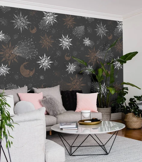 Wallcolors TAP-8419 Vintage Therapy Moon And Sun Red - w księżyce i słońca