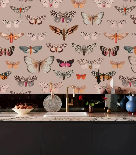 Wallcolors TAP-8989 Animals Kingdom Colorful Butterfly Pink - mural w motyle
