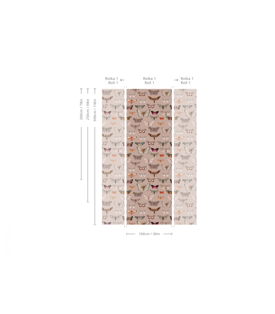 Wallcolors TAP-8989 Animals Kingdom Colorful Butterfly Pink - mural w motyle