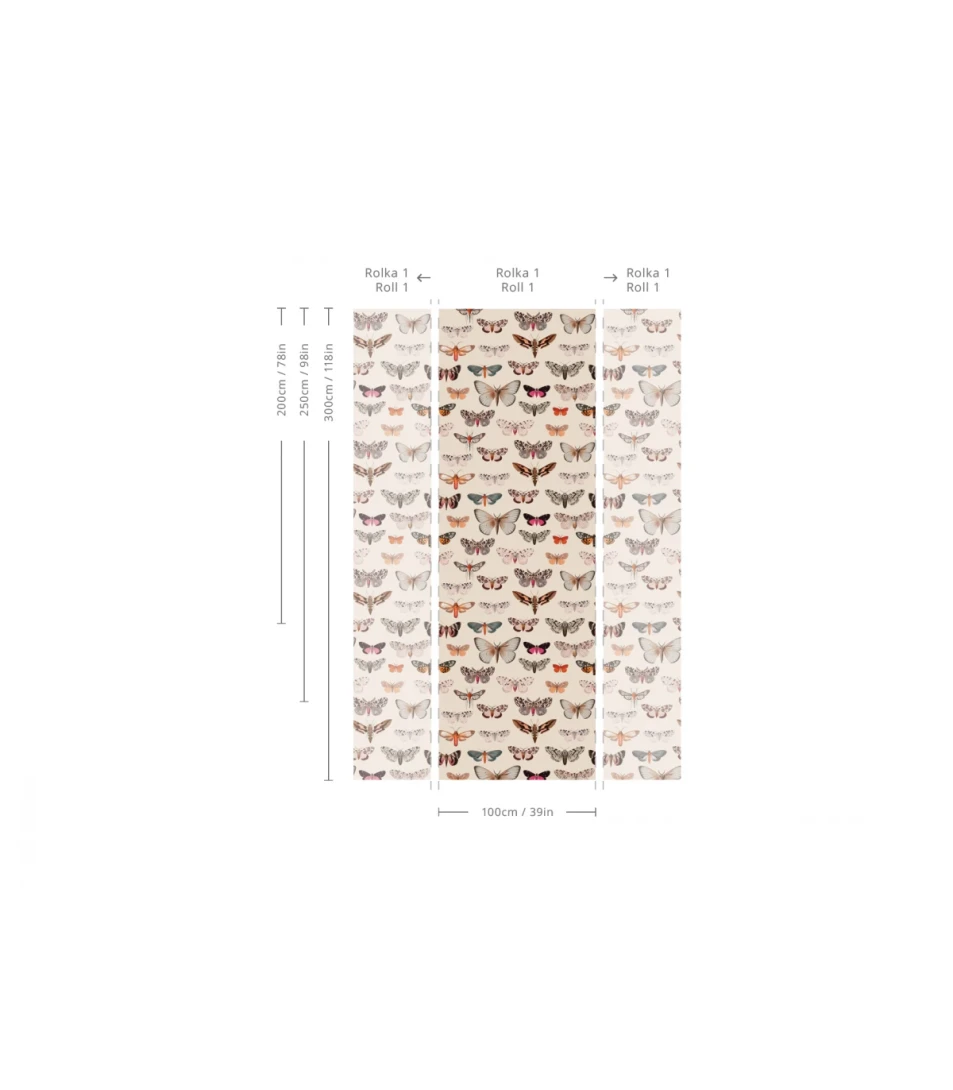 Wallcolors TAP-8988 Animals Kingdom Colorful Butterfly Light Beige - mural w motyle