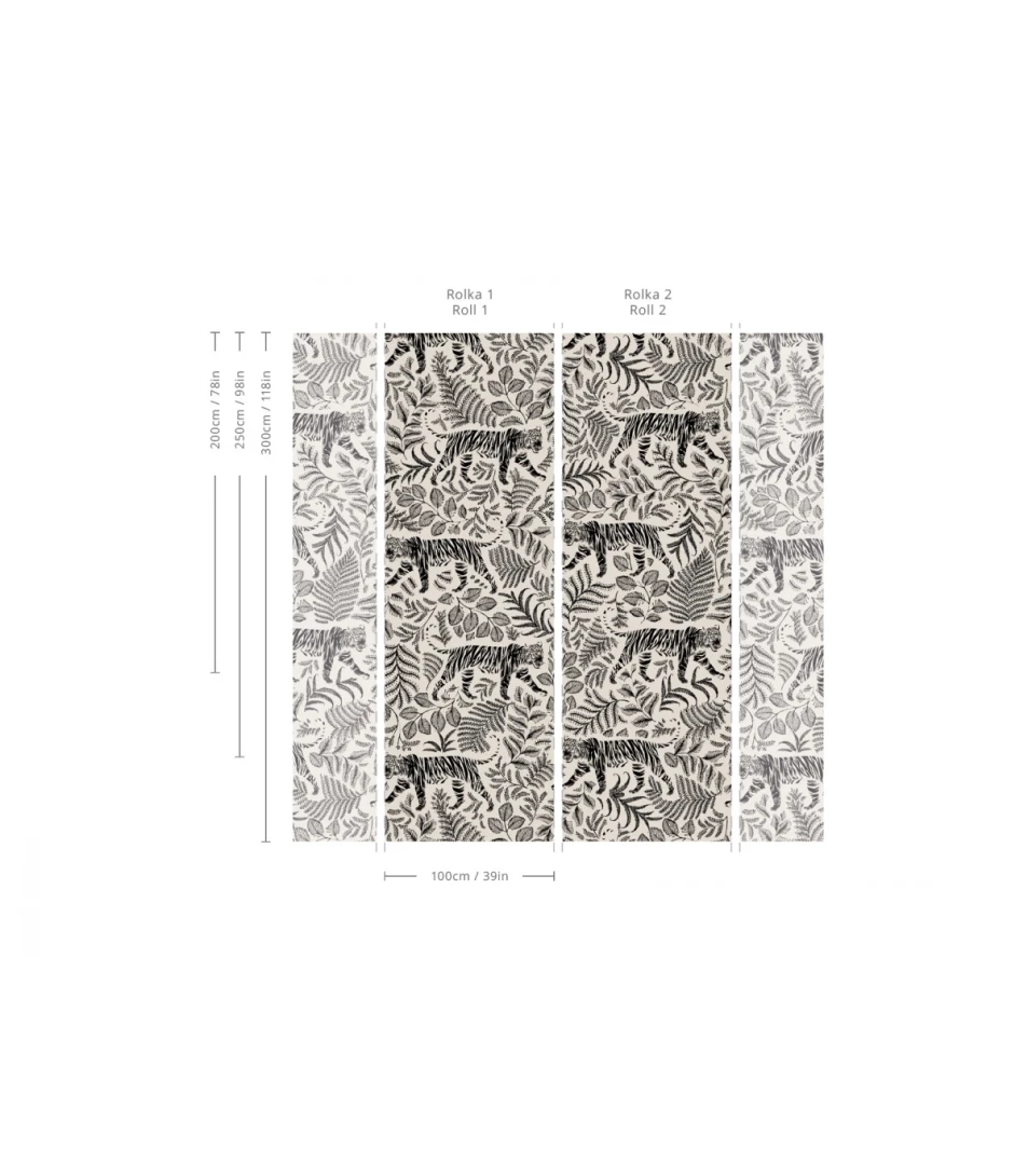 Wallcolors TAP-6132 Animals Kingdom Camouflaged Tiger White - mural w roślinny motyw i tygrysy
