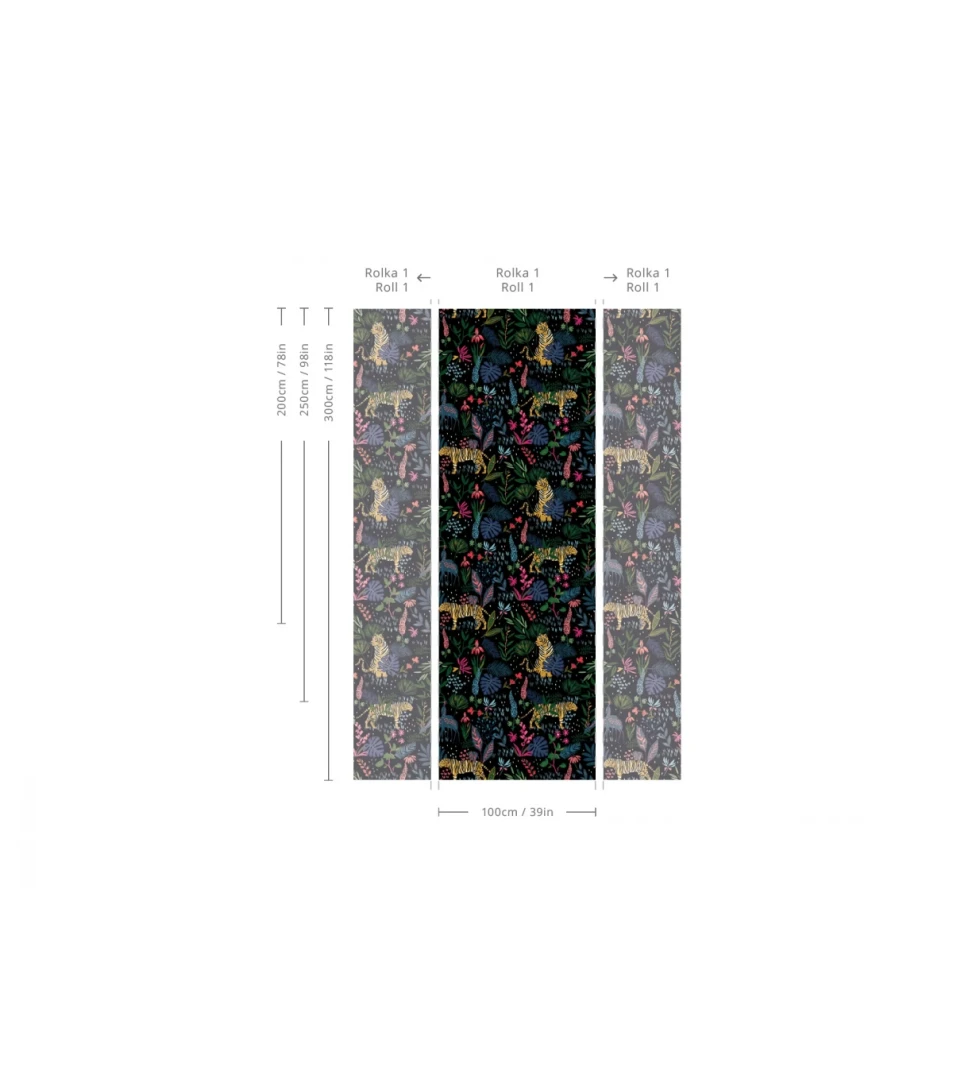 Wallcolors TAP-7957 Animals Kingdom Colorfull Tiger - mural w roślinny motyw i dzikie koty