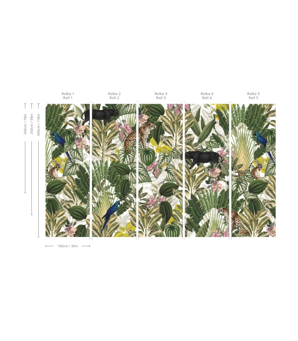 Wallcolors TAP-4282 Animals Kingdom Light Jungle - mural w roślinny motyw i zwierzęta