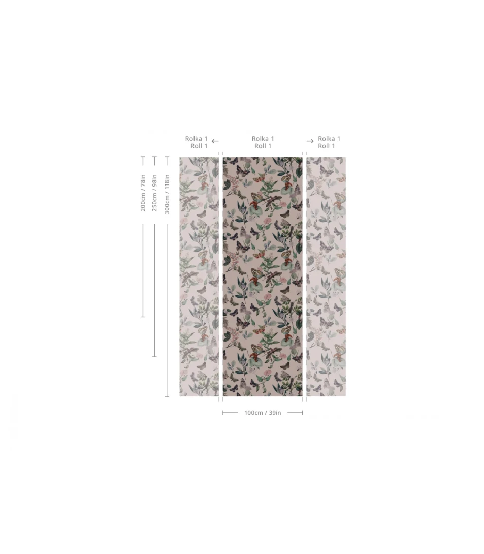 Wallcolors TAP-8889 Animals Kingdom Butterfly Rowan Pink - mural w roślinny motyw i motyle