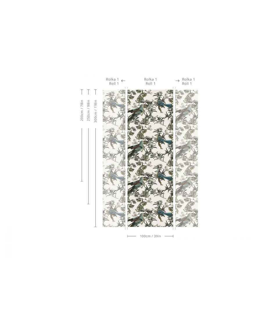 Wallcolors TAP-7172 Animals Kingdom Birds In Garden Ecri - mural w roślinny motyw i ptaki