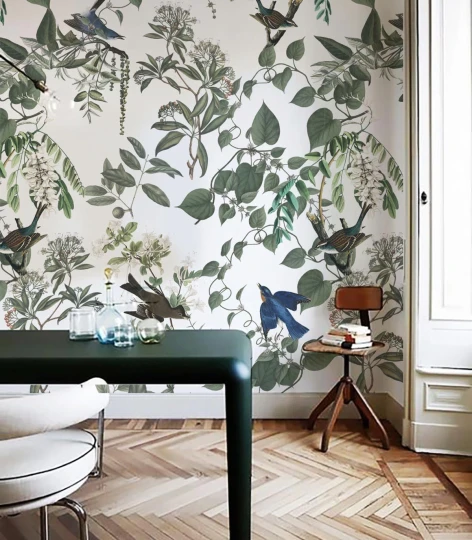 Wallcolors TAP-8594 Animals Kingdom Flying Birds - mural w roślinny motyw i ptaki