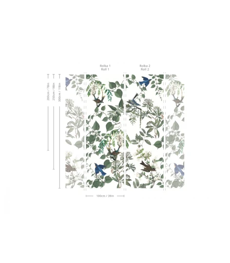 Wallcolors TAP-8594 Animals Kingdom Flying Birds - mural w roślinny motyw i ptaki