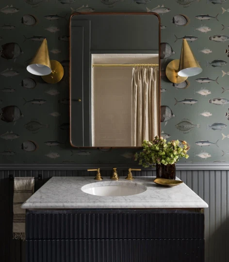 Wallcolors TAP-4367 Animals Kingdom Under The Sea Vintage Green - mural w ryby