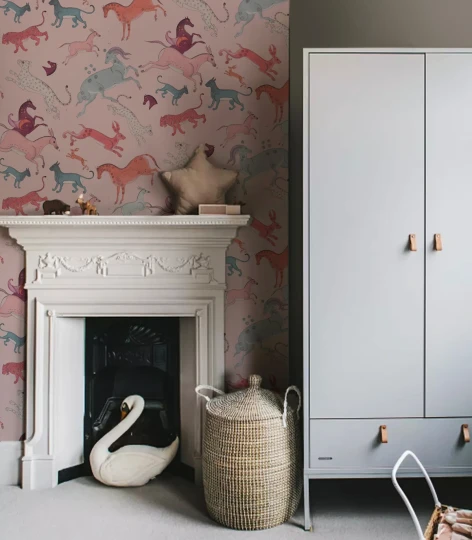 Wallcolors TAP-8893 Animals Kingdom Oriental Animals Light Pink - mural w mityczne zwierzęta