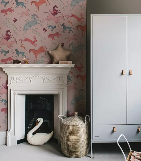 Wallcolors TAP-8893 Animals Kingdom Oriental Animals Light Pink - mural w mityczne zwierzęta