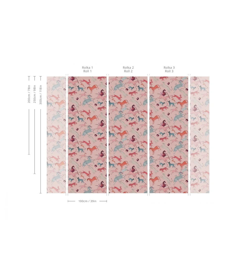 Wallcolors TAP-8893 Animals Kingdom Oriental Animals Light Pink - mural w mityczne zwierzęta