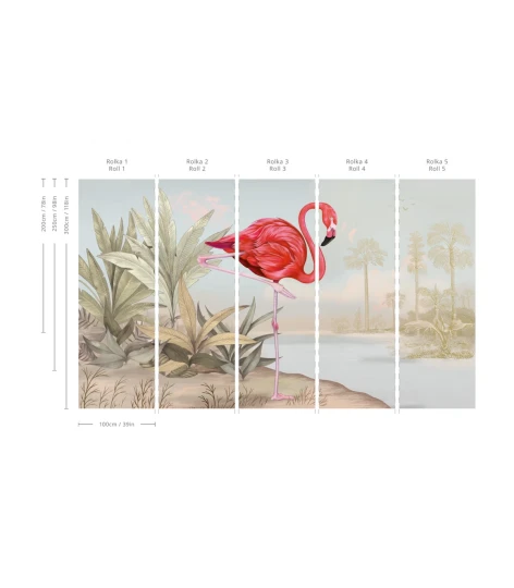 Wallcolors TAP-4545 Animals Kingdom Crimson Flamingo - mural we flaminga